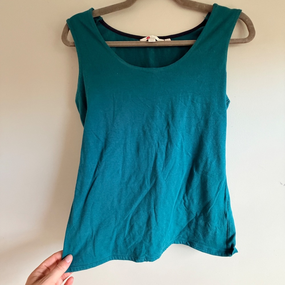 Boden Tank Top Womens Size 10 Teal Blue Stretch Minimalist Basic Quiet Luxury